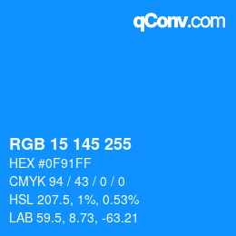 Color code: RGB 15 145 255 | qconv.com