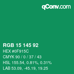 Color code: RGB 15 145 92 | qconv.com