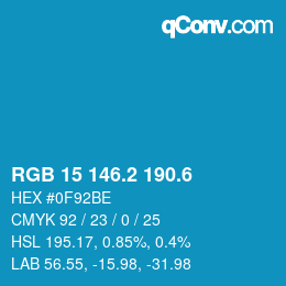 カラーコード: RGB 15 146.2 190.6 | qconv.com