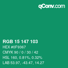Color code: RGB 15 147 103 | qconv.com