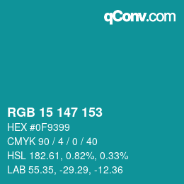 Color code: RGB 15 147 153 | qconv.com