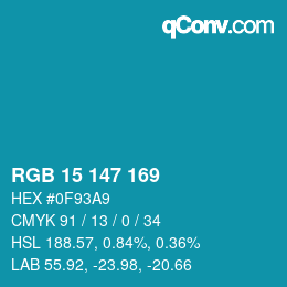 Color code: RGB 15 147 169 | qconv.com