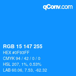 Color code: RGB 15 147 255 | qconv.com
