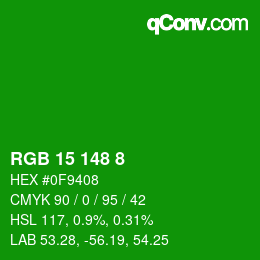 Color code: RGB 15 148 8 | qconv.com