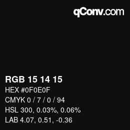 Color code: RGB 15 14 15 | qconv.com