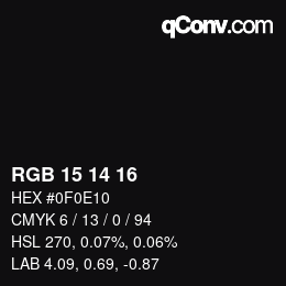 Color code: RGB 15 14 16 | qconv.com