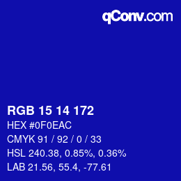 Color code: RGB 15 14 172 | qconv.com