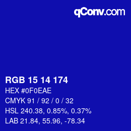 Color code: RGB 15 14 174 | qconv.com