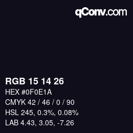 Color code: RGB 15 14 26 | qconv.com