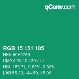 Color code: RGB 15 151 105 | qconv.com