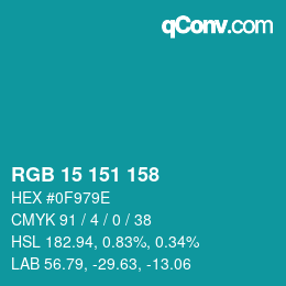 Color code: RGB 15 151 158 | qconv.com