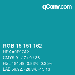 Código de color: RGB 15 151 162 | qconv.com