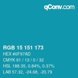 Color code: RGB 15 151 173 | qconv.com