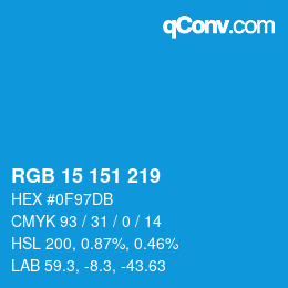 カラーコード: RGB 15 151 219 | qconv.com