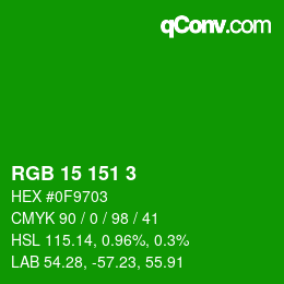 Color code: RGB 15 151 3 | qconv.com