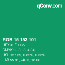 Color code: RGB 15 153 101 | qconv.com