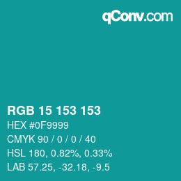 Color code: RGB 15 153 153 | qconv.com