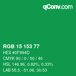 Color code: RGB 15 153 77 | qconv.com