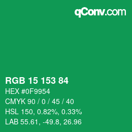 Color code: RGB 15 153 84 | qconv.com