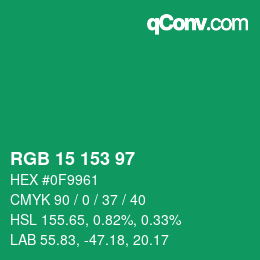 Color code: RGB 15 153 97 | qconv.com