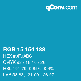 Color code: RGB 15 154 188 | qconv.com