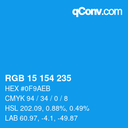 Color code: RGB 15 154 235 | qconv.com