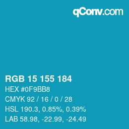 颜色代码: RGB 15 155 184 | qconv.com