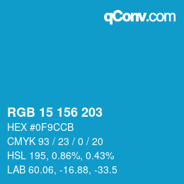 Color code: RGB 15 156 203 | qconv.com