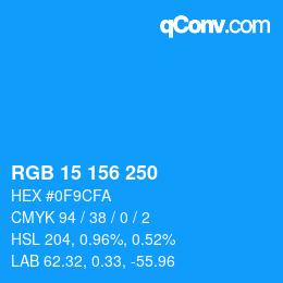 Color code: RGB 15 156 250 | qconv.com