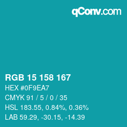 カラーコード: RGB 15 158 167 | qconv.com