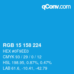Color code: RGB 15 158 224 | qconv.com