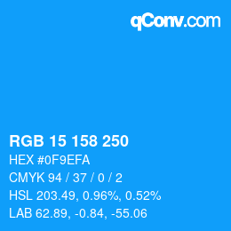 Color code: RGB 15 158 250 | qconv.com