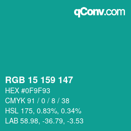 Color code: RGB 15 159 147 | qconv.com