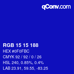 Color code: RGB 15 15 188 | qconv.com