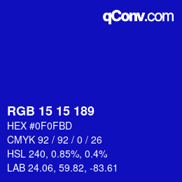 カラーコード: RGB 15 15 189 | qconv.com