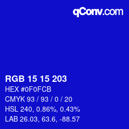 Color code: RGB 15 15 203 | qconv.com