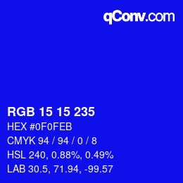 Color code: RGB 15 15 235 | qconv.com