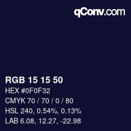 Color code: RGB 15 15 50 | qconv.com