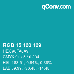 Color code: RGB 15 160 169 | qconv.com