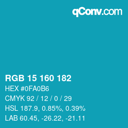 Color code: RGB 15 160 182 | qconv.com