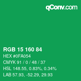 Color code: RGB 15 160 84 | qconv.com