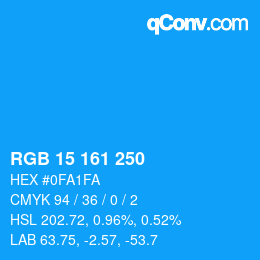 Color code: RGB 15 161 250 | qconv.com