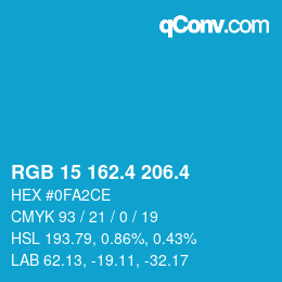 カラーコード: RGB 15 162.4 206.4 | qconv.com