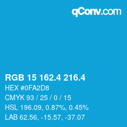 カラーコード: RGB 15 162.4 216.4 | qconv.com