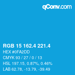 カラーコード: RGB 15 162.4 221.4 | qconv.com