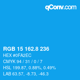 カラーコード: RGB 15 162.8 236 | qconv.com