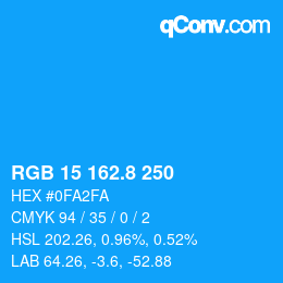 カラーコード: RGB 15 162.8 250 | qconv.com