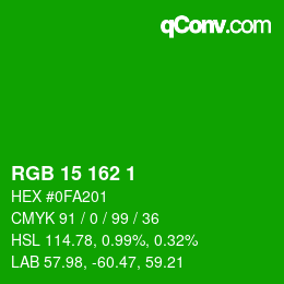 Color code: RGB 15 162 1 | qconv.com