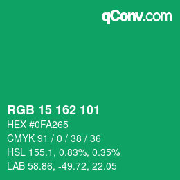 Color code: RGB 15 162 101 | qconv.com