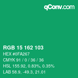 Código de color: RGB 15 162 103 | qconv.com